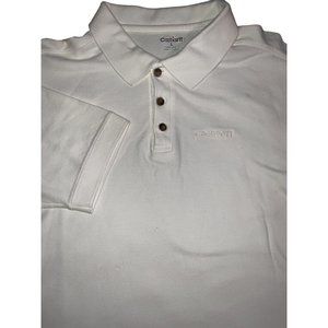 Carhartt White Men's Polo Shirt‎ Men’s Large 100% Cotton 3 Button